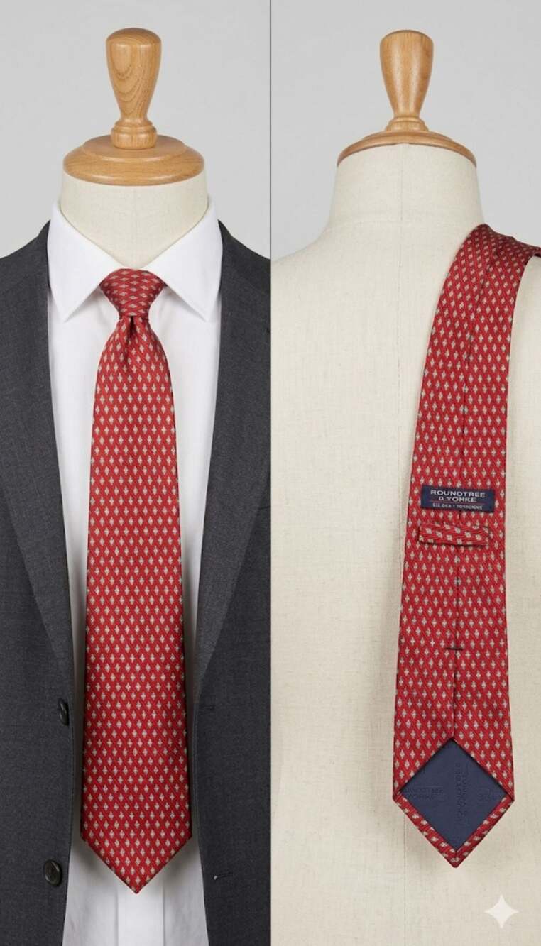 Roundtree & Yorke Men's Red Diamond Pattern Silk Necktie